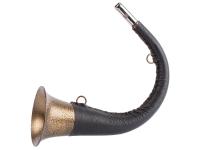 Горн охотничий (кожаная отделка) 45 см, изогнутый, тёмно-коричневый — от интернет-магазина MWROS