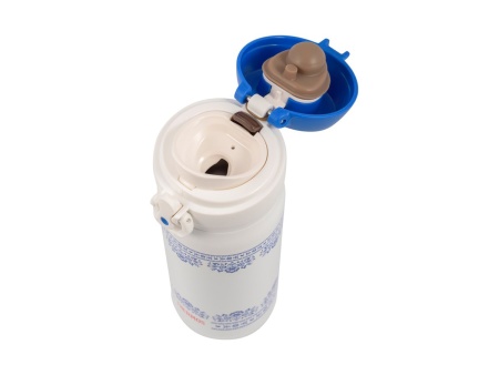 Термокружка THERMOS JNL-402 BLWH 0.4L, откидной механизм, бело-синяя — от интернет-магазина MWROS